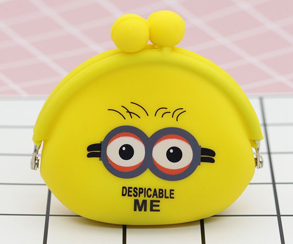 便攜硅膠錢包，卡扣硅膠零錢包，小黃人零錢包